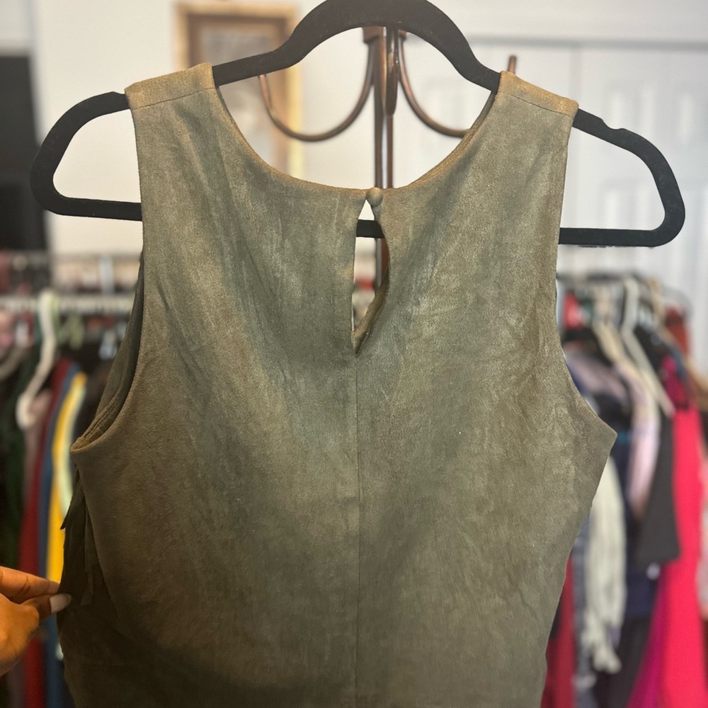 JOA GREEN SUEDE TOP - Picture 3 of 3